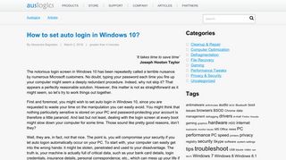 How to set auto login in Windows 10? - Auslogics