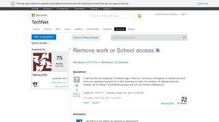 Remove work or School access - Microsoft