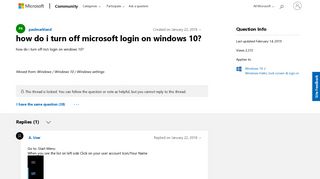 how do i turn off microsoft login on windows 10? - Microsoft Community