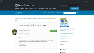 Hide register link in login page | WordPress.org