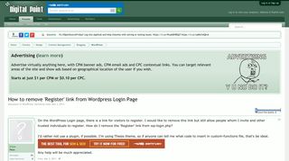 How to remove 'Register' link from Wordpress Login Page - Digital ...