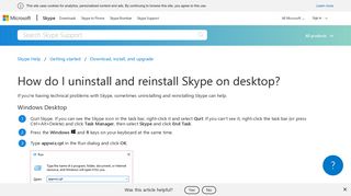 How do I uninstall and reinstall Skype on desktop? | Skype Support