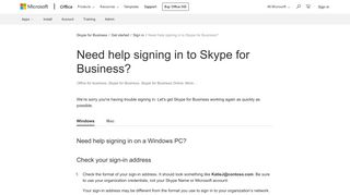 Need help signing in to Skype for Business? - Office Support