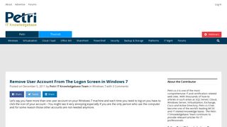 Remove User Account From Windows 7 Logon Screen