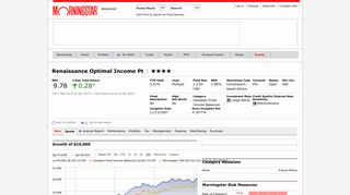 Renaissance Optimal Inc Pt:F000000OUY, mutual funds, quote, price ...