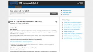 How do I sign in to Renaissance Place (AR / STAR) : TCSD ...