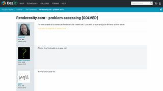 Renderosity.com - problem accessing [SOLVED] - Daz 3D Forums
