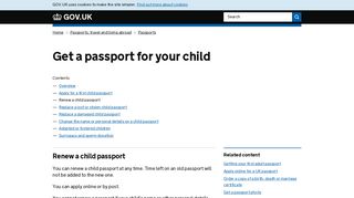 Get a passport for your child: Renew a child passport - GOV.UK