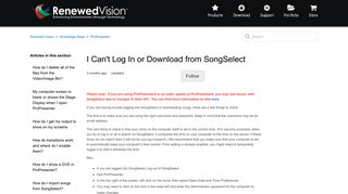 I Can't Log In or Download from SongSelect – Renewed Vision