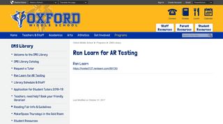 OMS Library / Ren Learn for AR Testing - Oxford School District