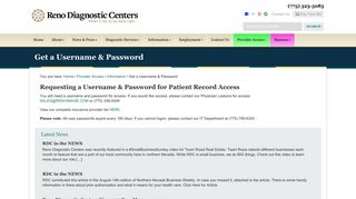 Get a Username & Password - Reno Diagnostic Centers