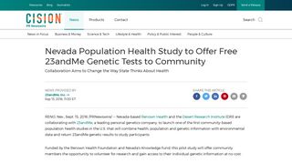 Nevada Population Health Study to Offer Free 23andMe Genetic Tests ...