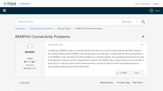 RENPHO Connectivity Problems - Fitbit Community