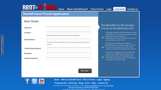 Registration page for Friends On RentAFriend.com - Become A Friend ...