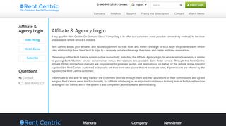 Affiliate And Agency Login By Rent Centric On-Demand