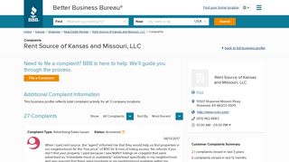 Rent Source of Kansas and Missouri, LLC | Complaints | Better ...