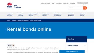 Rental bonds online | Fair Trading NSW