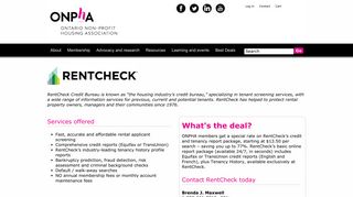 RentCheck Credit Bureau - Ontario Non-Profit Housing Association