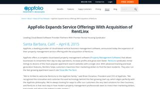 AppFolio Expands Service Offerings With Acquisition of RentLinx