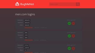 men.com passwords - BugMeNot