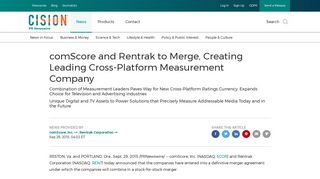comScore and Rentrak to Merge, Creating Leading Cross-Platform ...