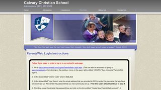 ParentsWeb Login Instructions - Calvary Christian School