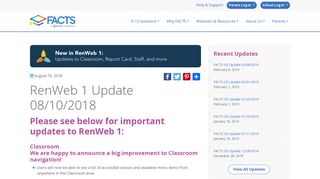 RenWeb 1 Update 08/10/2018 - FACTS Management