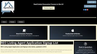 REO Listing Agent Application Signup List - AgentLinkus Real Estate ...