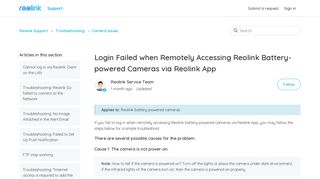 Login Failed when Remotely Accessing Reolink Battery-powered ...