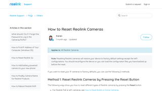 How to Reset Reolink Cameras – Reolink Support