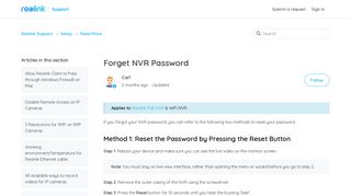 Forget NVR Password – Reolink Support