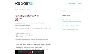 How To: Login and Edit Your Profile – RepairQ