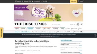Legal action initiated against tyre recycling firm - The Irish Times