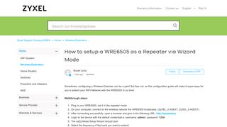 How to setup a WRE6505 as a Repeater via Wizard Mode – Zyxel ...