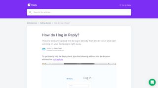 How do I log in Reply? | Reply Help Center - Reply Support - Reply.io
