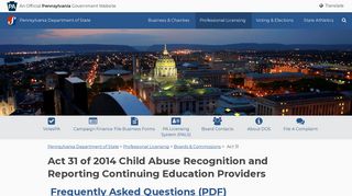 Act 31 Mandated Child Abuse Recognition and Reporting