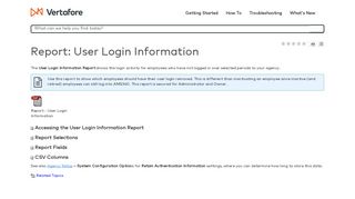 Report: User Login Information - Vertafore