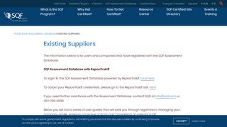 Existing Suppliers - SQFI