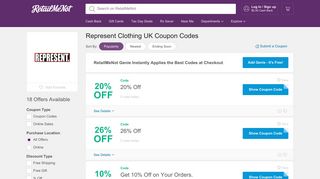 15% Off Represent Clothing UK Coupon, Promo Codes - RetailMeNot