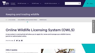 Online Wildlife Licensing System (OWLS)