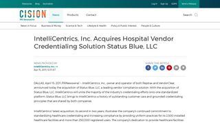 IntelliCentrics, Inc. Acquires Hospital Vendor Credentialing Solution ...