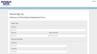 Your Financial Institution | Registration - Republic Bank