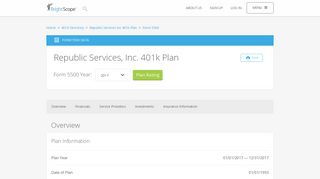 Republic Services, Inc. 401k Plan | 2017 Form 5500 by BrightScope