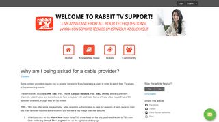 Why am I being asked for a cable provider? - Rabbit TV