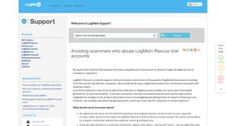 FAQ: Avoiding scammers who abuse LogMeIn Rescue trial accounts
