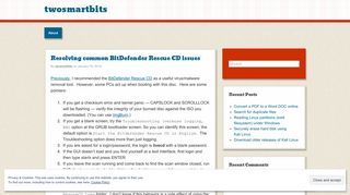 Resolving common BitDefender Rescue CD issues | twosmartbits