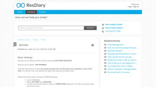 Services : ResDiary Support