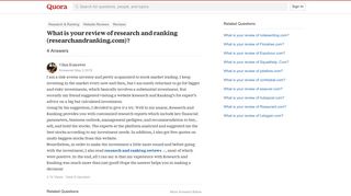 What is your review of research and ranking (researchandranking ...