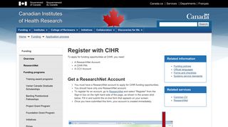 Register with CIHR - CIHR - IRSC