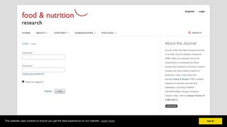 Login | Food & Nutrition Research
